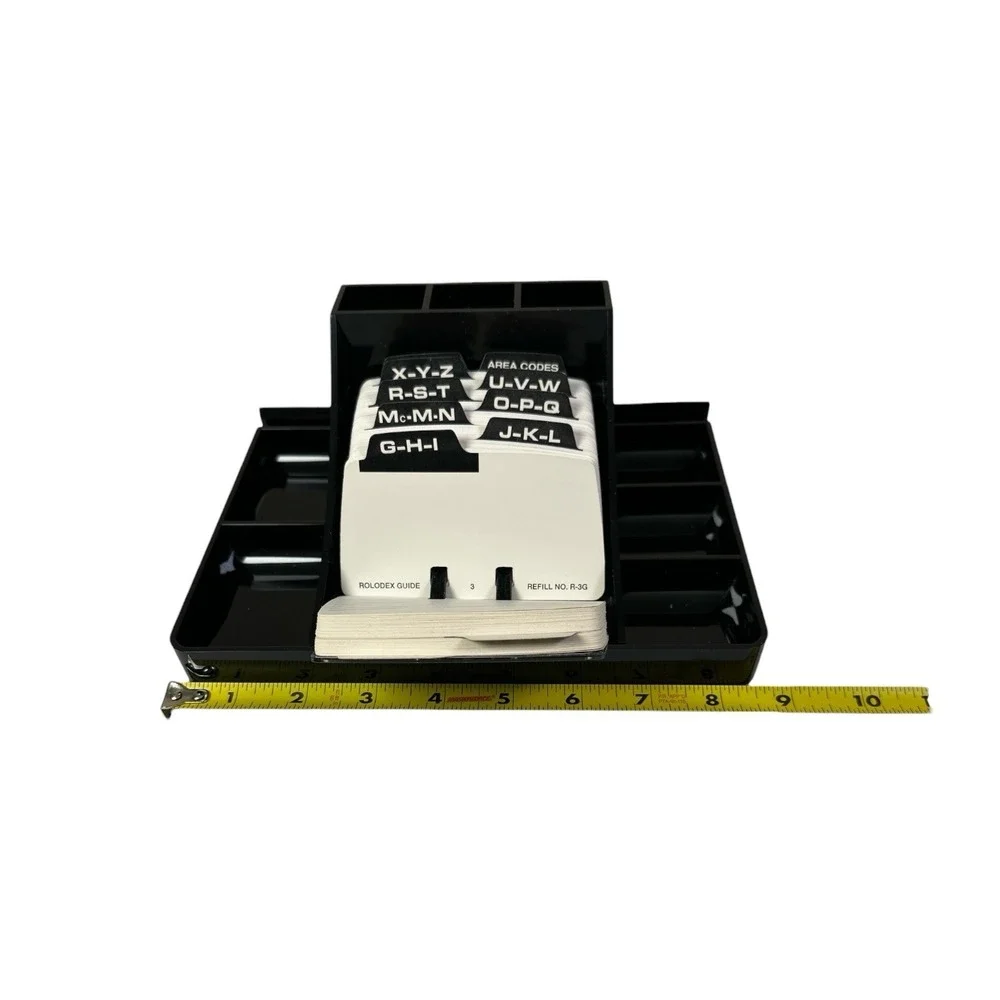 Vtg Rolodex Petite Desk Organizer RPD-1000 Black w/ Box Insert Open Box Pen